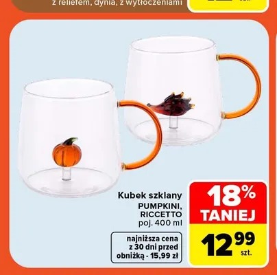 Kubek szklany Riccetto 400 ml promocja w Carrefour