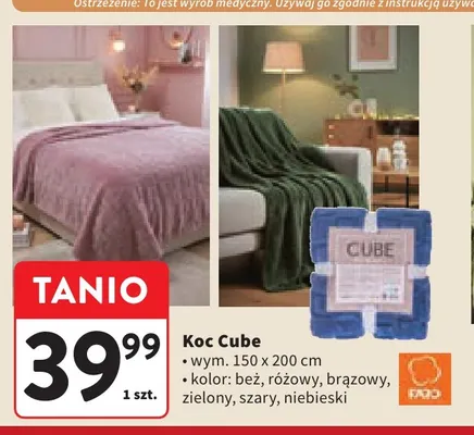 Koc Cube 150x200 cm Faro promocja w Intermarche