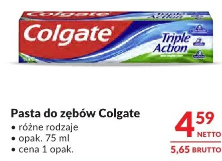 Pasta do zębów Colgate różne rodzaje promocja w Makro