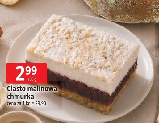 Ciasto malinowa chmurka promocja w Leclerc