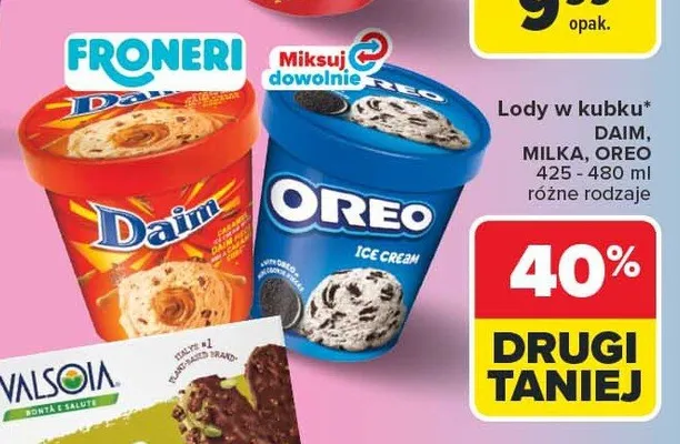 Lody w kubku Milka promocja w Carrefour