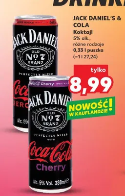 Koktajl Jack Daniel's & Cola różne rodzaje promocja w Kaufland