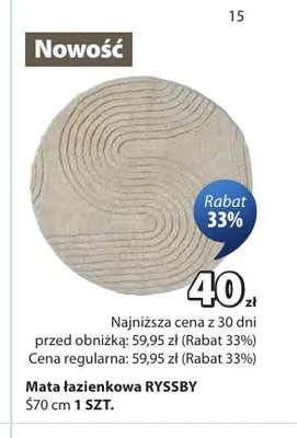 Mata łazienkowa Ryssby Ś70 cm promocja w Jysk