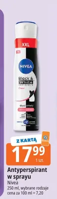 Antyperspirant w sprayu Nivea Black & White Invisible Clear promocja w Leclerc