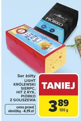 Ser żółty Light królewska sierpc, hit z ryk, piórko z goliszewa promocja w Carrefour