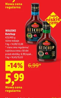 Ketchup Premium łagodny Roleski promocja w Lidl