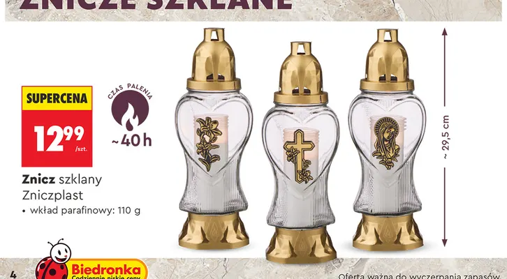 Znicz szklany Zniczplast promocja w Biedronka