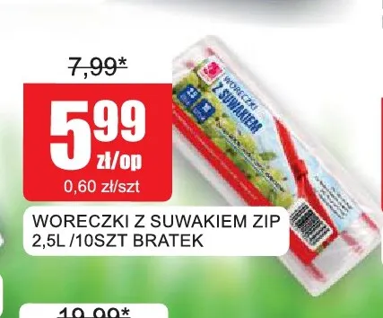 Woreczki z suwakiem Zip Bratek 2,5 l 10-pak promocja w Bingo