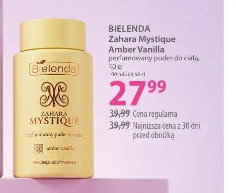 Perfumowany puder do ciała Zahara Mystique Amber Vanilla Bielenda promocja w Hebe