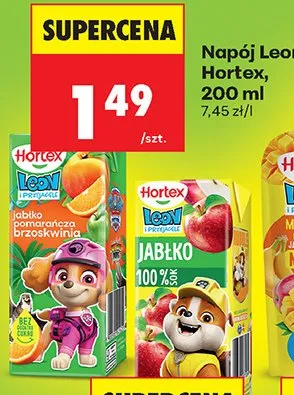 Napój Leon Hortex jabłko pomarańcza brzoskwinia promocja w Biedronka