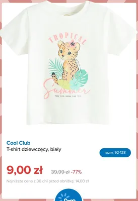 T-shirt dziewczęcy Cool Club biały promocja w Smyk