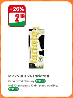 Mleko UHT Łaciate 2% promocja w Dino