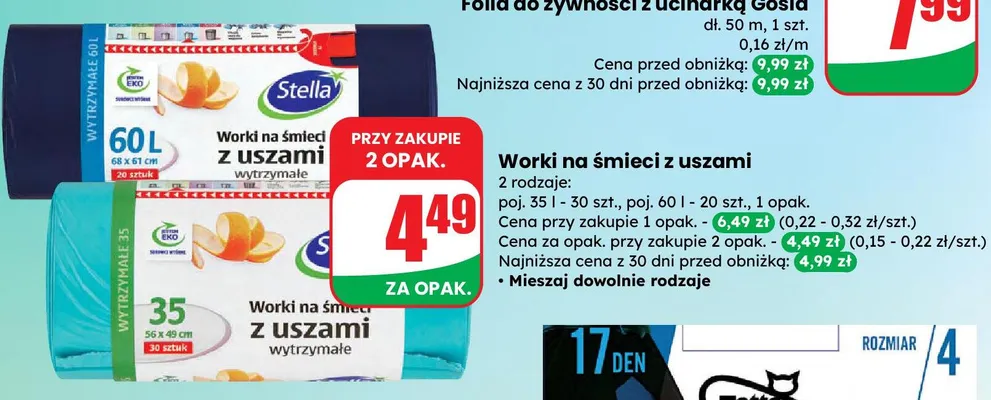Worki na śmieci z uszami Stella promocja w Dino