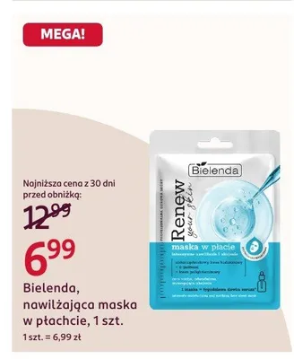 Nawilżająca maska w płachcie Bielenda Renew promocja w Rossmann