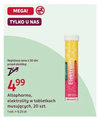 Elektrolity w tabletkach musujących promocja w Rossmann
