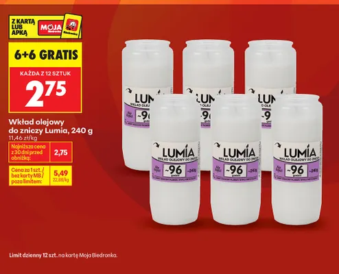 Wkład olejowy do zniczy Lumia promocja w Biedronka