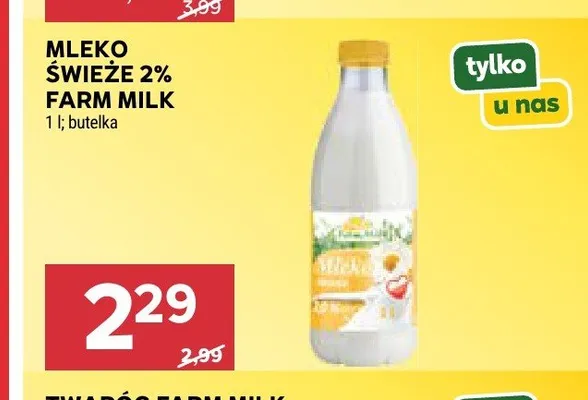 Mleko świeże 2% Farm Milk promocja w Stokrotka