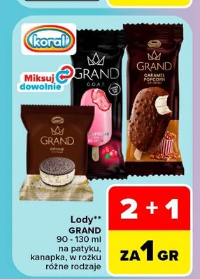 Lody Grand Caramel Popcorn na patyku promocja w Carrefour Market