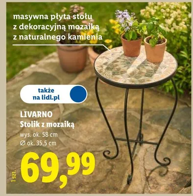 Stolik z mozaiką Livarno wys. ok. 58cm średnica ok. 35,5cm promocja w Lidl