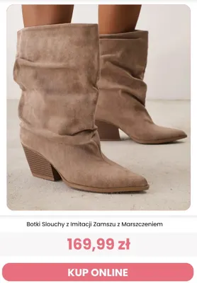 Botki slouchy z imitacji zamszu z marszczeniem Renee promocja w Renee