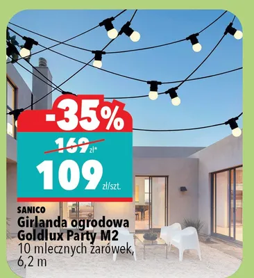 Girlanda ogrodowa Goldlux Party M2 10 mlecznych żarówek, 6,2 m Samco promocja w Biedronka Home