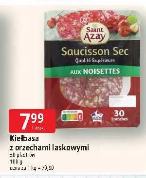 Kiełbasa z orzechami laskowymi Saint Azay promocja w Leclerc