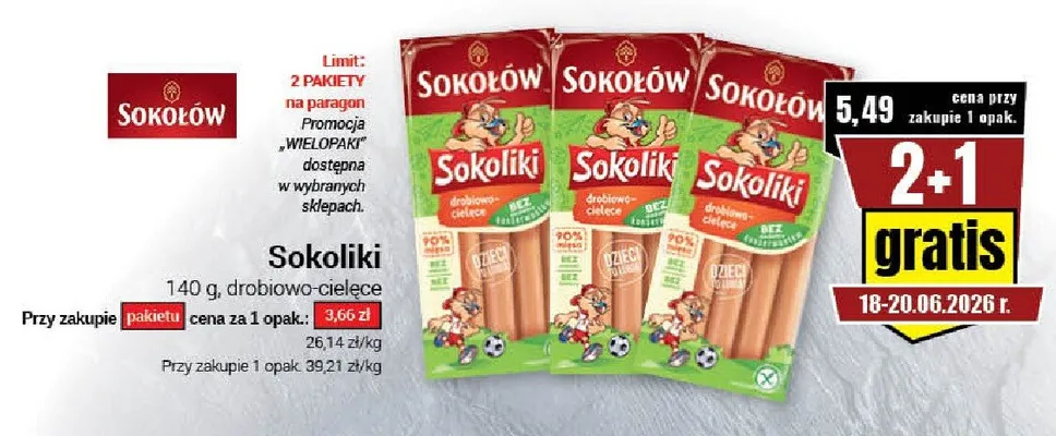 Sokoliki Sokołów drobiowo-cielęce promocja w Premium Nasz Sklep