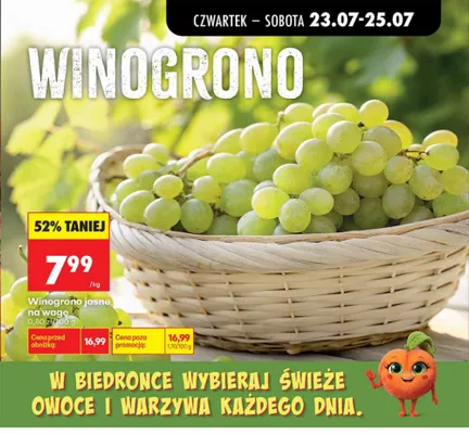 Winogrona jasne na wagę promocja w Biedronka