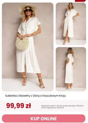Sukienka z bawełny z górą o koszulowym kroju Renee promocja w Renee