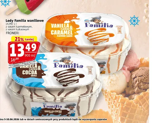 Lody Familia waniliowe z sosem karmelowym promocja w Prim Market