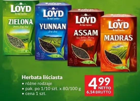 Herbata liściasta Loyd różne rodzaje promocja w Makro
