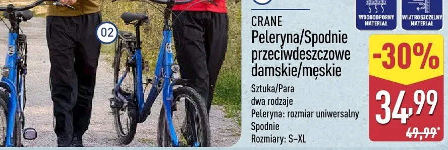 Peleryna/Spodnie przeciwdeszczowe damskie/męskie promocja w Aldi