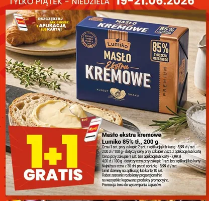 Masło ekstra kremowe Lumiko 85% tł. promocja w Twój Market