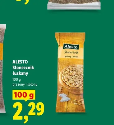 Słonecznik łuskany prażony i solony Alesto promocja w Lidl