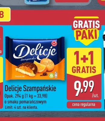 Delicje Szampańskie o smaku pomarańczowym promocja w Aldi