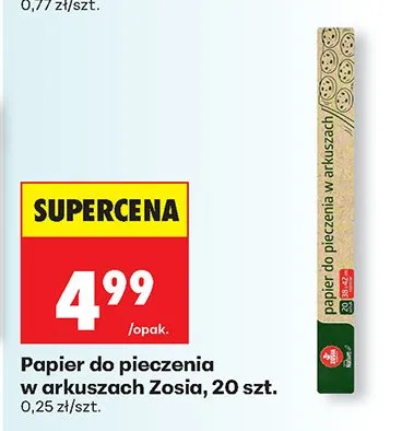 Papier do pieczenia w arkuszach Zosia promocja w Biedronka