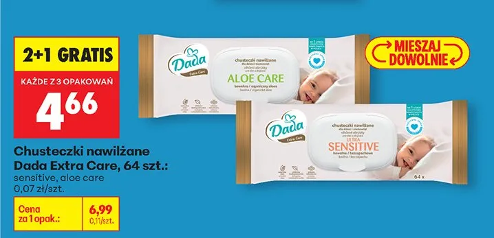 Chusteczki nawilżane Extra Care sensitive promocja w Biedronka