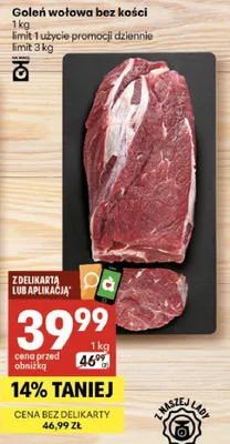 Goleń wołowa bez kości promocja w Delikatesy Centrum