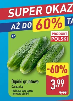 Ogórki gruntowe promocja w Aldi