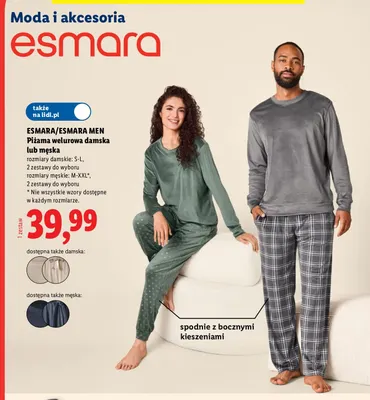 Piżama welurowa damska Esmara promocja w Lidl