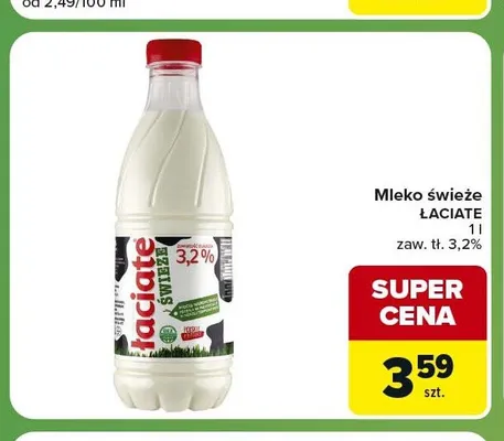 Mleko świeże Łaciate 3,2% promocja w Carrefour Express