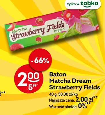 Baton Matcha Dream Strawberry Fields promocja w Żabka