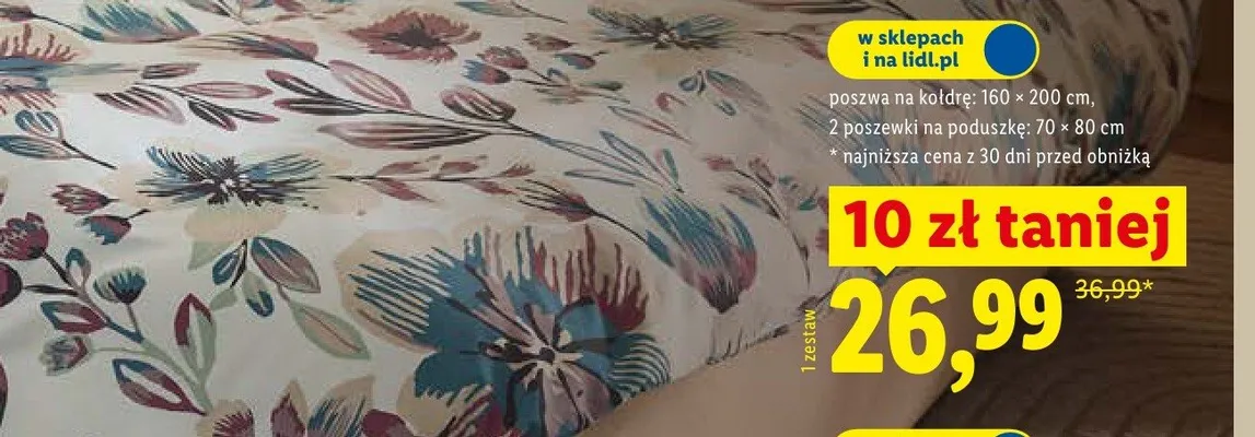 Pościel z mikrowłókna satynowego 160x200 cm + 2x 70x80 cm promocja w Lidl