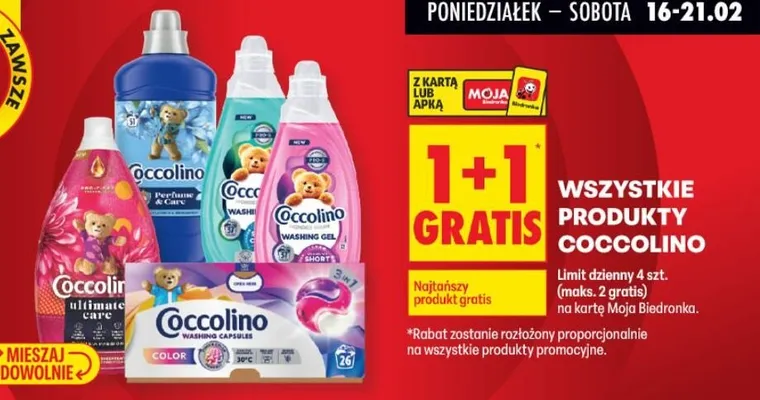 Produkty do prania i płukania 1+1 GRATIS promocja w Biedronka
