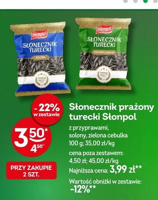 Słonecznik prażony turecki zielona cebulka Słonpol promocja w Żabka