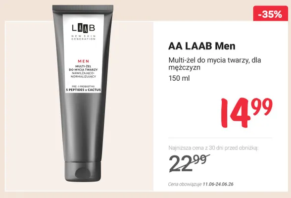 Multi-żel do mycia twarzy dla mężczyzn AA LAAB Men promocja w Rossmann