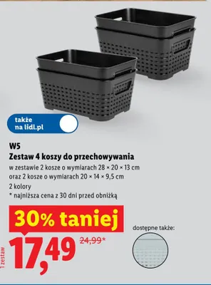 Zestaw koszy do przechowywania W5 4-pak promocja w Lidl