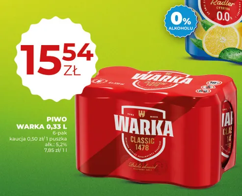 Piwo Warka Classic 6-pak 330 ml promocja w Duży Ben