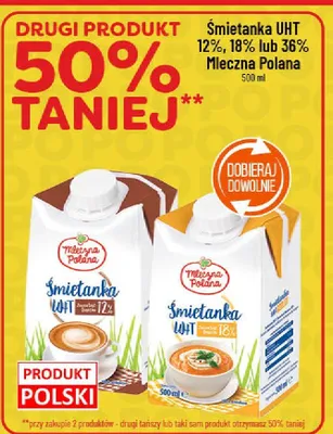 Śmietanka UHT 12%, 18% lub 36% promocja w POLOmarket