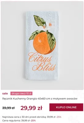 Ręcznik kuchenny home&you Orangio 40x60 cm z motywem owoców promocja w home&you